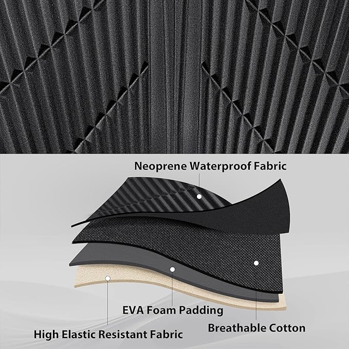 CAR PASS Waterproof Black Gray Car Seat Covers Front Seat Covers Neoprene Wetsuit,All-Weather Non-Slip Durable,Universal Fit 