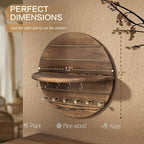 Rebee Vision Pine Wood Key Holder Wall Mount – Rustic Wooden Key Hooks for Wall with Shelf – Decorative Mail Organizer, Coat 
