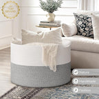 INDRESSME 115L Extra Large Blanket Basket, Soft Cotton Rope Storage Basket for Organizing, Home Decor, Toys, Laundry & Towels