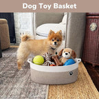 Large Dog Toy Basket, 19.7" X 11" X 7.9" Woven Rope Basket for Toy Storage, Dog Storage Bins with Handles, Gift Baskets Empty