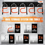 ELEAD 68'' All Metal Adjustable Garden Tool Organizer: Garage Tool Organizer Wall Mount with Orange Hooks, Garage Organizers 