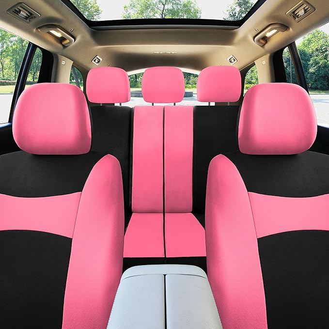FH Group Car Seat Covers Full Set Cloth - Universal Fit,Automotive Seat Covers,Low Back Front Seat Covers,Airbag Compatible,S