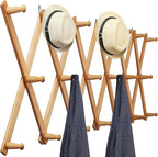 WEBI Accordion Wall Hanger,Expandable Wooden Coat Rack Wall Mounted,Accordion Hat Rack for Wall,Accordion Hook Rack for Hats,