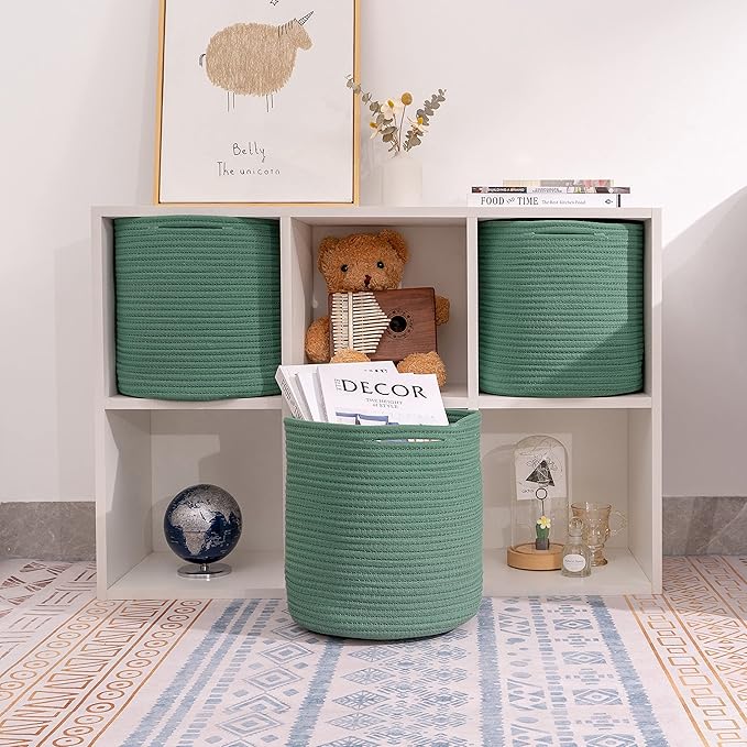 voten Storage Cubes Baskets Bins Organizer 11x11x11'' Fit 12x12''Cube Storage Organizer Bookcases Shelf,Durable Woven Cotton 
