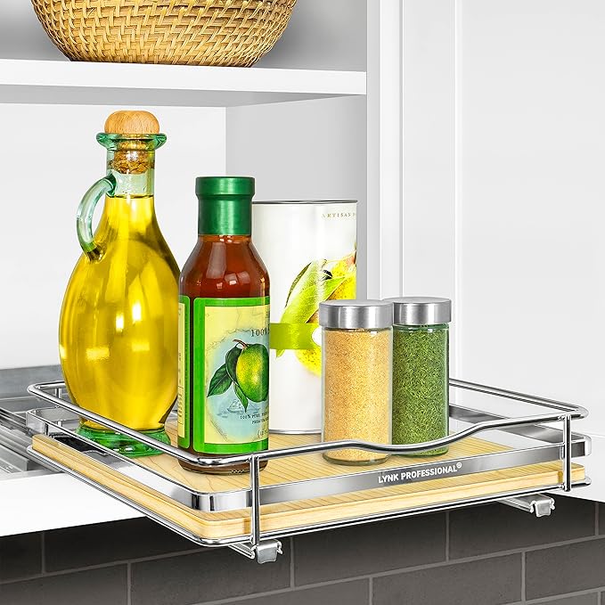 LYNK PROFESSIONAL® Élite™ Pull Out Spice Organization for Cabinets - 10-3/8 inch Wide – Spice Rack for Inside Cabinets – Wood