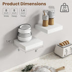 Axeman Square Floating Shelves for Wall, 8" W x 8" D x 1.4" H Rustic Wooden Shelves, 4 Pack Wall Mounted Floating Shelf with 