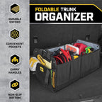 CAT FlexTrunk Car Trunk Organizer Storage - Collapsible Dual-Compartment Automotive Adjustable Pockets Expandable Sturdy Multipurpose
