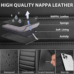 CAR PASS Nappa Leather Car Seat Covers Front Seats, Luxury Seat Protector for Cars, Waterproof Anti-Slip Seat Cushion Airbag 