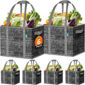 Fab totes Reusable Grocery Bags, Large Foldable Shopping Tote Bags with Reinforced Handles & Hard Bottom,6 Pack, Black