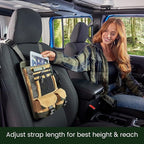 High Road Cotton Canvas Front Seat Organizer with Tablet and File Compartments, 9-pocket Car Office Passenger Seat Organizer