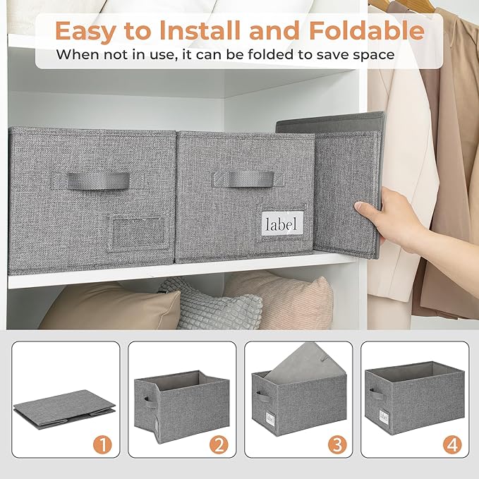 GRANNY SAYS Storage Bins for Shelves, Closet Bins with Label Holders, Fabric Storage Bin for Bedroom, Decorative Storage Cont