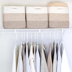 NaturalCozy Storage Cubes 11 Inch Cotton Rope Woven Baskets for Organizing, 3-Pack | Cube Storage Bin | Square Storage Basket