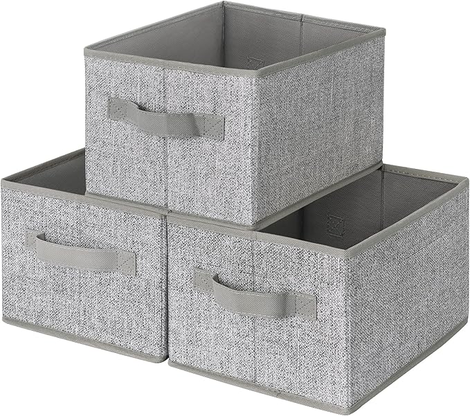 GRANNY SAYS Small Closet Storage Bins for Shelves, Storage Basket with Handles, Collapsible Storage Boxes, Decorative Organiz