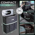 RoadBin™ Slim Leak & Odor Proof Car Trash Can. Fits & Stays Upright. Large-Capacity 2.5 Gallon Bin, 4" Design – Portable, Foldable Garbage Can for Car, Truck, SUV, Van & Outdoors