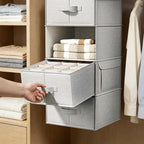 Vailando 6-Shelf Hanging Closet Organizer with 3 Drawers, Closet Hanging Shelves with Removable Fabric Drawers for Wardrobe, 