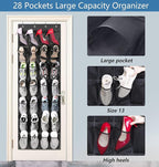 MISSLO 28 Large Pockets Hanging Shoe Organizer Over The Door Shoe Rack for Closet Door Storage Mesh Shoe Holder Hanger for Me