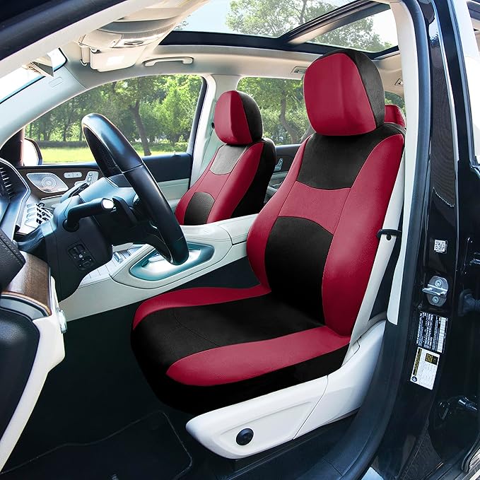 FH Group Car Seat Covers Full Set Cloth - Universal Fit, Automotive Seat Covers, Low Back Front Seat Covers,Airbag Compatible