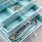 Frebeauty Extra Large Acrylic Jewelry Box for Women 5 Layers Clear Jewelry Organizer Velvet Earring Box with 5 Drawers Rings 