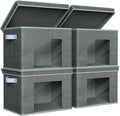 Univivi Foldable Fabric Storage Boxes Large Storage Bins with Lids [4-Pack] Collapsible Storage Cubes Organizer Containers Or