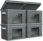 Univivi Foldable Fabric Storage Boxes Large Storage Bins with Lids [4-Pack] Collapsible Storage Cubes Organizer Containers Or