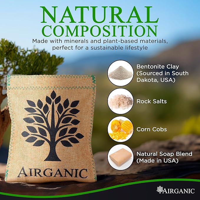 Natural Moisture Absorber Dehumidifier Bags (1-Pack) - Plant & Mineral Desiccant Pouches for Closet, Car, Gun Safe, RV,