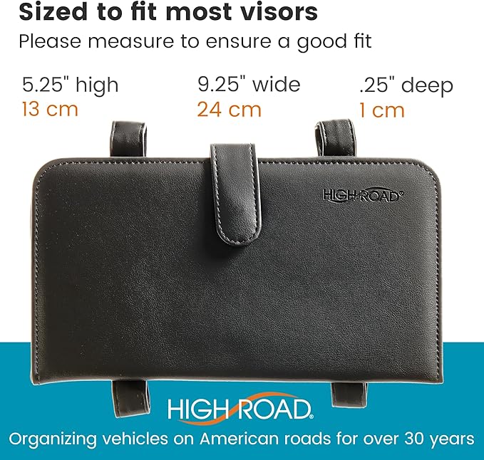High Road Car Document Holder - Registration and Insurance Card Holder and Car Visor Organizer with 6 Clear Pockets and Pen Loop for Driving Documents, Cards and Paperwork