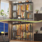 Raybee Clothes Rack for Hanging Clothes,Clothing Rack with Shelves,Portable Closet,Adjustable,76" W x 77" H x 18" D,Max Load 