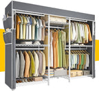 Raybee Clothes Rack with Cover,Clothing Racks for Hanging Clothes Heavy Duty,Portable Closet with Shelves,Adjustable,Loads 90