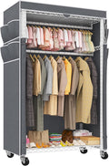 Raybee Rolling Clothes Rack with Cover Clothing Racks for Hanging Clothes Heavy Duty Portable Closet with Wheels Garment Rack