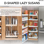 Rev-A-Shelf 20" Dual Shelf Lazy Susan D-Shaped for Corner Wall in Cabinet Kitchen Storage Organization, Turntable Storage Whi