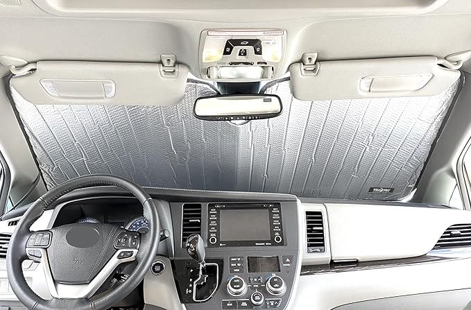 YelloPro Auto Custom Fit Front Windshield Sunshade Protector for 2011 2012 2013 2014 2015 2016 2017 2018 2019 2020 Toyota Sienna Minivan, L, LE, SE, XLE, Limited, Sun Shade Accessories, Made in USA
