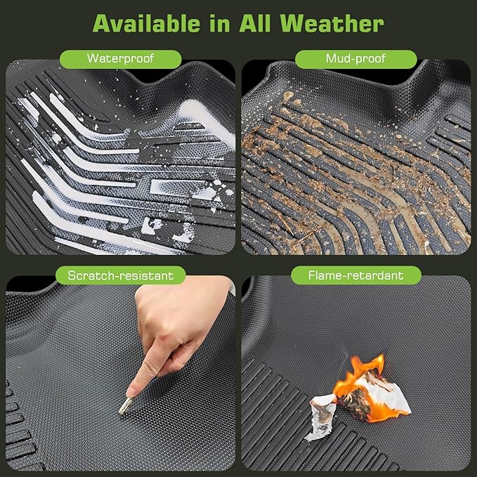 Floor Mats for VW Tiguan 2018-2024 (Only Fit for 5 Seats), TPE Waterproof Non-Slip All Weather Protection Custom, Floor Mats & Cargo Liner