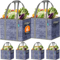 Fab totes Reusable Grocery Bags, Large Foldable Shopping Tote Bags with Reinforced Handles & Hard Bottom,6 Pack,Blue