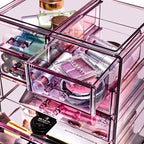 Sorbus Acrylic Makeup Organizer Set, 7-Drawer Vanity & Countertop Cosmetic Storage with Small & Wide Drawers, Purple Makeup S