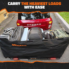 Mockins 40 Cu Ft XXL Hitch Cargo Carrier Bag 84"x24"x34" | 7 Ft Extra Wide Waterproof Trailer Hitch Storage & Truck Bed Cargo Bag | Heavy Duty Vehicle Soft-Shell Carriers w/Lock, Straps & Carry Case