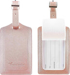 Travelambo Luggage Tags for Suitcases PU Leather Travel Tags Bag Tags Privacy Protection Travel Essentials