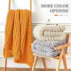 Admitrack Chunky Knit Blanket Throw, 100% Hand Knit Chenille Throw Blanket for Sofa & Home Decor, Soft and Cozy Knitted Throw