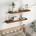 Fun Memories Floating Shelves for Wall, Rustic Wood Wall Mounted Shelves for Bathroom, Bedroom, Living Room and Kitchen, Stor