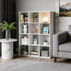 SUPER DEAL 12-Compartment Open Shelf Bookcase, 47 inch Wide Cube Storage Cabinet Wood Cubical Bookshelves Display Unit with 6