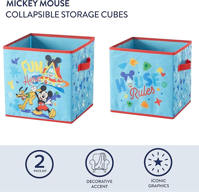 Nickelodeon Baby Shark Set of Two Spacious Collpasible Storage Cubes, 10"x10"