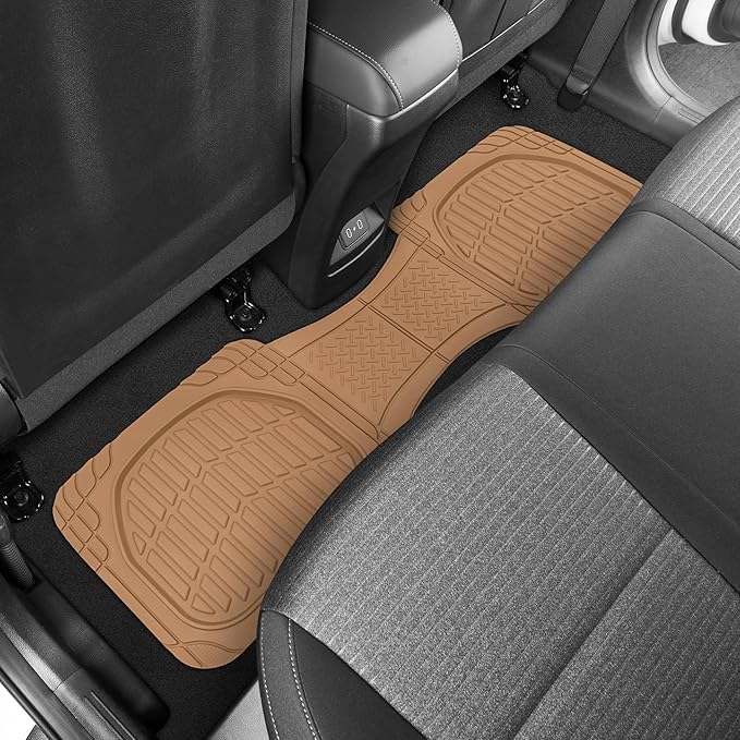 Motor Trend FlexTough Floor Mats for Cars, Beige Deep Dish All-Weather Mats, Waterproof Trim-To Fit Automotive Floor Mats for Cars Trucks SUV, Universal Floor Liner Car Accessories