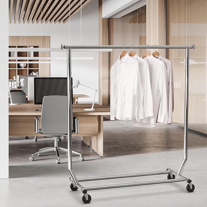 Simple Houseware Supreme Commercial Grade Clothing Garment Rack, Holds Up to 250 lbs, 50 to 75 Inches Extendable Rod, Chrome