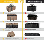 Joyfol Day Extra Large Utility Tote Bag, Reusable Grocery Bags Foldable,Upgraded Metal Frame, With Sturdy Handles Reinforced Bottom Heavy Duty Oxford Fabric Moving Shopping Bags, Leopard Brown