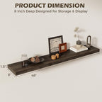 48 Inch Floating Shelves for Wall, 8"D High End Solid Hardwood Shelves for Decor Storage, Rustic Wall Shelves with Invisible 