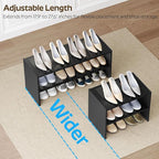 YATINEY Expandable Shoe Rack, 2-Tier Adjustable Entryway Shoe Organizer, Stackable Closet Shoe Rack for Small Space, Compact 