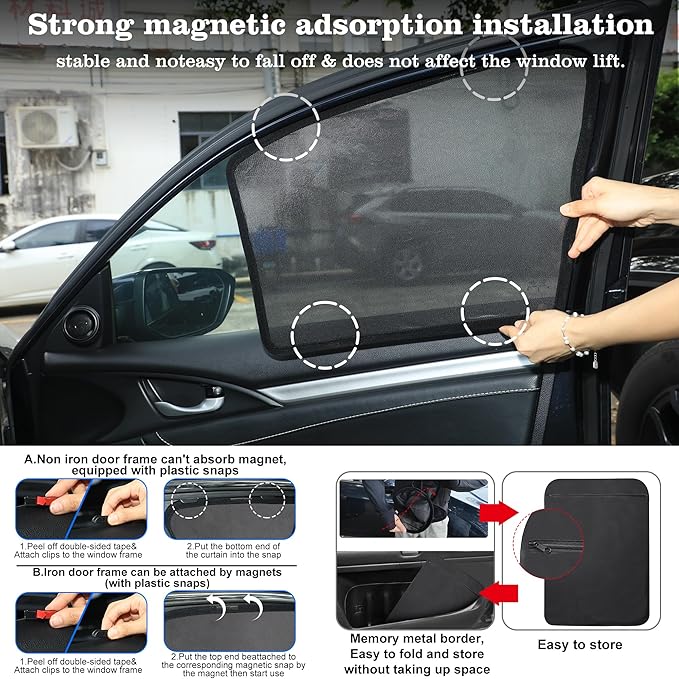 Front Side Half Window Shade Foldable Custom Fit for Hyundai Tucson 2021-2026 Car Window Shades for Side Window Sun Shade UV Protection Heat Insulation for Camping Sleeping 6PCS