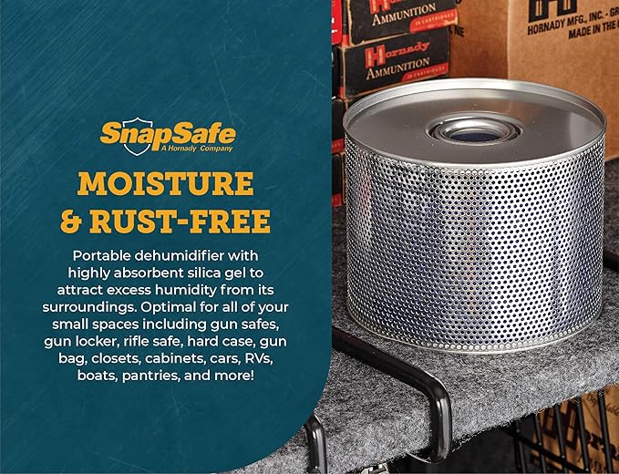SnapSafe Reusable Canister Dehumidifier, 75902 - Portable, Easy to Use Moisture Absorbers for Gun Safes & Cabinets - Prevent