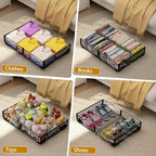 NADAMOO Under Bed Storage with Wheels, 2 Pack Rolling Under Bed Storage Containers，Foldable Metal Under the Bed Organizer Bin