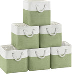 FinishingBo Fabric Cubes Storage Basket, 6 Pack 11x11 in with Handles Cube Storage Bins, for Shelves, Home, Office Organizers