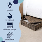 happimess BSK2015B Holden 30" Classic Costal Hand-Woven Hyacinth Wicker Under Bed Storage Basket with for Storage and Decorat